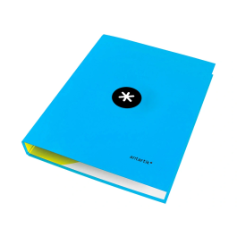 Antartik Carpeta A4 Forrada con 4 Anillas Redondas de 25 mm, Azul