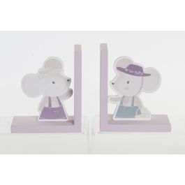 DKD Home Decor Sujetalibros infantil ratón MDF Rosa y Azul 9.5 x 14.5 x 12.5 cm (2 Unidades) Precio: 10.06236. SKU: S3015074