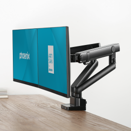 Phoenix technologies Mstand2 Brazo Articulado Doble Monitor Negro Mate VESA 75x75 100x100 Giratorio 360 Grados USB