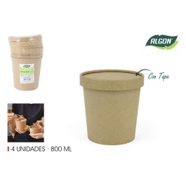 Algon Set 4 Tarrinas Kraft con Tapa 800 ml - 11.5 x 12 x 11.5 cm (12 Unidades) Precio: 20.59000009. SKU: B1GL9AC7ZR