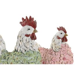 DKD Home Decor Figura Cottage de Resina Rosa Verde 11.5 x 25.5 x 20.5 cm (2 Unidades)