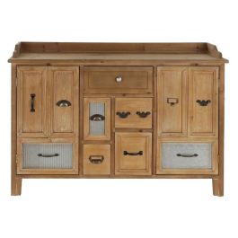 DKD Home Decor Buffet Cottage Marrón Natural Madera Metal con 5 Cajones y 2 Puertas, 116 cm Ancho