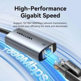 Vention CFQHB Adaptador USB/USB-C a RJ45 Gigabit Ethernet 1000Mbps Gris, Carcasa de Aleación de Aluminio