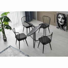 Mesa de comedor redonda YAPRAK para 4 personas - Antracita - 100 x 100 x 72 cm - MEN8683342538817