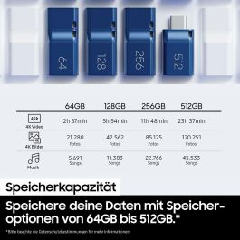 Memoria USB Samsung MUF-512DA4/APC Gris 512 GB Memoria USB Samsung MUF-512DA4/APC Gris 512 GB