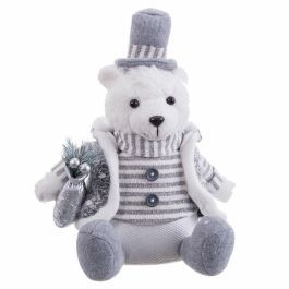 Adorno Navideño Blanco Gris Arena Tejido Oso polar 10 x 13 x 28 cm Adorno Navideño Blanco Gris Arena Tejido Oso polar 10 x 13 x 28 cm