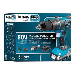 Koma Tools Kit Taladro Percutor Atornillador 20V Pro Series 20v-tap2-k con 2 Baterías 2.0Ah, Cargador y Maletín