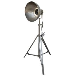 DKD Home Decor Lámpara de Pie Vintage con Foco Plateado de Metal, Bombilla E27 60W, 182 cm Alto