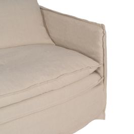 Sofá 3 Plazas Crema Tejido-Madera 210 X 97 X 89 cm