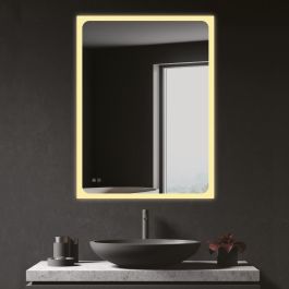 Edm Espejo rectangular con LED 20W 80x60cm, regulable, antivaho, marco aluminio