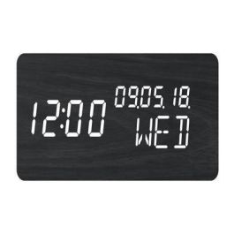 Evoom Despertador Multifunción 4 en 1 Reloj Termómetro Calendario Madera Negro Activación Sonido Táctil Pantalla Invisible Brillo Ajustable Evoom Despertador Multifunción 4 en 1 Reloj Termómetro Calendario Madera Negro Activación Sonido Táctil Pantalla Invisible Brillo Ajustable