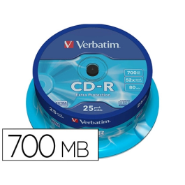 Verbatim Cd-r Capacidad 700mb Velocidad 52x 80 Min Tarrina de 25 Unidades Precio: 9.5000004. SKU: B1HECNYSFE