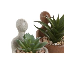 DKD Home Decor Planta Scandi de Resina y PE Terracota Crema 9 x 12 x 7 cm (4 Unidades)