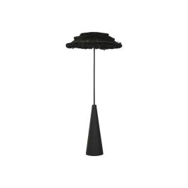 DKD Home Decor Lámpara de Pie Tropical Negra de Fibra y Metal 171 cm Alto, Base 80x80 cm - Compatible E27, 50W. Diseño Desmontable