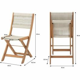 MAKENA Conjunto de Bistró Plegable de Madera de Acacia FSC con Tejido de Cuerda Beige para 2 Personas MAKENA Conjunto de Bistró Plegable de Madera de Acacia FSC con Tejido de Cuerda Beige para 2 Personas