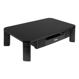 TooQ TQMMPD02 Soporte Ergonómico para Monitor/Portátil con Cajón, MDF/Plástico Negro, Regulable Altura, hasta 20kg Precio: 22.79000031. SKU: B18CWH6EXP