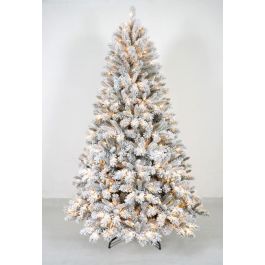 DKD Home Decor Árbol de Navidad Alpina Snow Verde Blanco 210 cm 350 LED Nevado