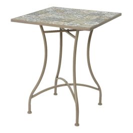 Mesa Bistro metálica/mosaico piedra color marrón para exterior 58x58x72 cm