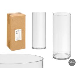 Giftdecor Jarrón Cilíndrico Acrílico Transparente 12 x 30 cm (12 Unidades)