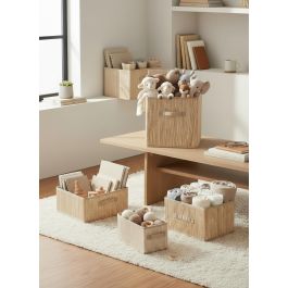 Inde Cesta de Ordenación Bambú y TNT 32 x 25 x 18 cm (12 Unidades)