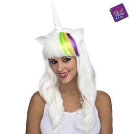 My Other Me Peluca Larga Blanca Unicornio Multicolor 100% Poliéster