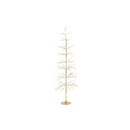 DKD Home Decor Árbol de Navidad Moderno con Luz LED Cálida, Color Dorado, 120 cm Alto
