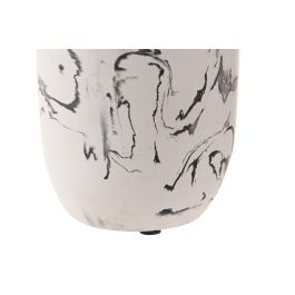 DKD Home Decor Vaso Cemento Blanco Negro Simil Mármol 7 x 9.5 x 7 cm