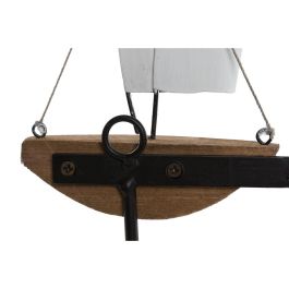 DKD Home Decor Perchero de Pared Diseño Atlántico Veleros Blanco de Paulownia y Metal 39x10x26,5 cm