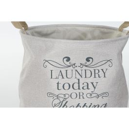 DKD Home Decor Laundry today Cesta Basicos Beige Marron Claro Gris Poliester 39 x 41 x 39 cm (3 Unidades)