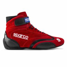 Sparco S00128742RS Botines de Carreras Top, Gamuza Roja, Talla 42, Aprobados FIA 8856-2018, Suela Antideslizante Resistente Combustible