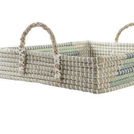Bandeja Decoracion Tropical DKD Home Decor Turquesa Blanco 38 x 15 x 48 cm Set de 2 Bandeja Decoracion Tropical DKD Home Decor Turquesa Blanco 38 x 15 x 48 cm Set de 2