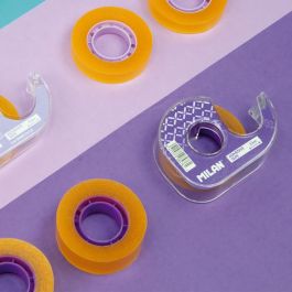 Milán Dispensador de cinta adhesiva transparente 19 mm x 33 m, colores surtidos: amarillo, azul, rojo y verde