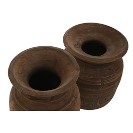 DKD Home Decor Jarrón Unique/Antique Item Home Natural Madera 18 x 29 x 18 cm