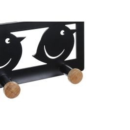 DKD Home Decor Perchero Básicos Negro Blanco Metal MDF 28.5 cm Ancho 16 cm Alto Pack 2 Unidades con 3 Colgadores