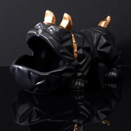 Home Deco Factory Vaciabolsillos Bulldog Negro Galerie Escultura para Llaves Monedas 30x16x18 cm