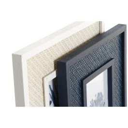 DKD Home Decor Marco de Foto 13x18 cm Atlantico Azul Marino Blanco Mdf (4 Unidades)
