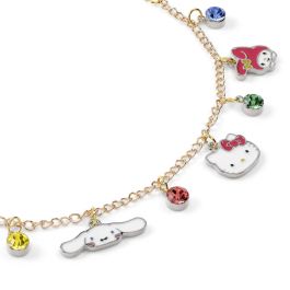 Sanrio Pulsera Charm Hello Kitty and Friends con Colgantes de My Melody y Cinnamoroll con Piedras Brillantes y Cadena Ajustable