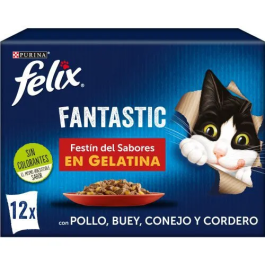 Purina Felix Feline Fantastic Festin De Carnés Comida Húmeda para Gato 12 Sobres de 85 gr con Trozos en Gelatina Precio: 7.9899996. SKU: B1EHF2SQD4