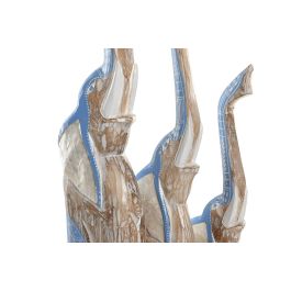 DKD Home Decor Figura Indio Natural Azul 8 x 100 x 18 cm de Albacía Set de 3 Piezas