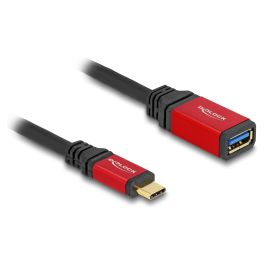 Delock Adaptador USB Type-C a USB-A 10 Gbps, USB 3.2 Gen 2, Conector Macho-Hembra, Cable 15 cm Rojo y Negro Metal