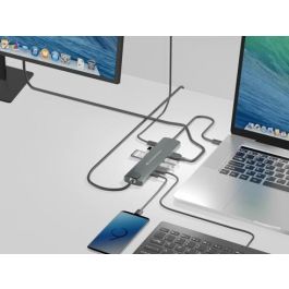 Conceptronic Adaptador USB Tipo C con HDMI, Ethernet, 3 Puertos USB 3.1 Tipo A y 2 Tipo C, Lector de Tarjetas SD, Compatible con Mac