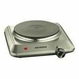 Severin KP1092 Placa Eléctrica Rechaud 1500W, Diámetro 18 cm, Termostato Regulable, Acero Inoxidable para Cocina Pequeña