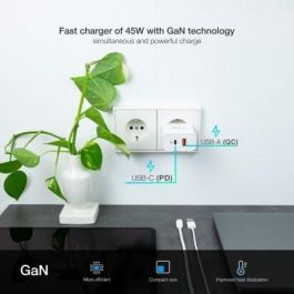 TOOQ CARGADOR DE PARED GaN USB-C/PD + USB-A/QC 45W TOOQ CARGADOR DE PARED GaN USB-C/PD + USB-A/QC 45W