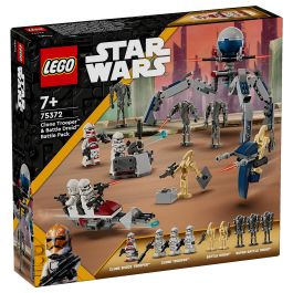 Lego 75372 Star Wars Paquete de Batalla de Soldados Clon y Droides de Batalla con Moto Speeder y Minifigura