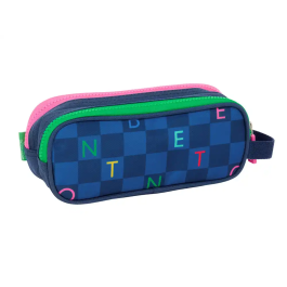Portatodo Doble Benetton Damero Azul marino 21 x 8 x 6 cm