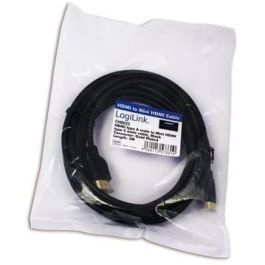 LogiLink CH0021 Cable HDMI Estándar a Mini HDMI con Ethernet, Macho/Macho, 1m, Negro, 8.16 Gbit/s