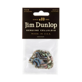 DUNLOP Pack 12 Púas Genuine Celluloid Classic Abalon - Thin