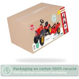 Falk Tractor de pedal Supercharger rojo con capó de apertura y remolque, juguete infantil para 2-5 años