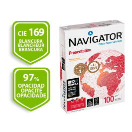 Navigator Papel DIN A4 100 gramos Multiuso Ink-jet y Láser, Paquete 500 Hojas