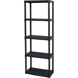 Tood Estante de resina 5 estantes negro 176 cm altura x 60 cm ancho, fácil de limpiar, uso interior/exterior, carga total 100 kg Precio: 44.9499996. SKU: S7107890
